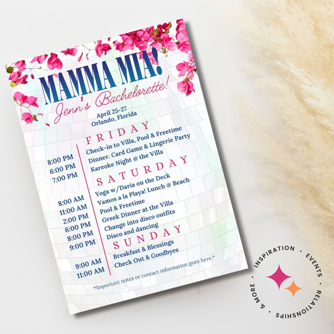 Mamma Mia Bachelorette Party Itinerary Shop Bridal Shower