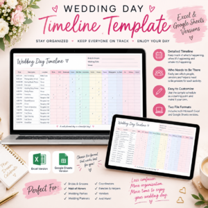 Wedding Day Timeline Template | Excel & Google Sheets